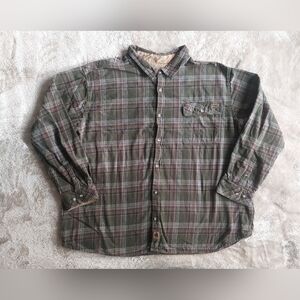 Legendary Whitetails Men's Green Brown Outdoor Workwear Flannel Shirt | 4XL